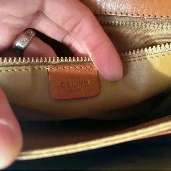 CELINE Macadam Blason Shoulder Cross Body Bag PVC Leather  Beige - Picture 6 of 16